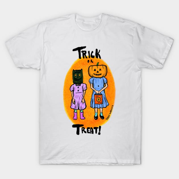 Vintage Halloween Trick or Treat Girls T-Shirt by maroonbeard